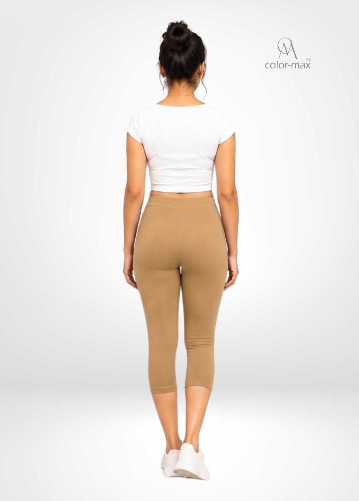 DARK BISCUT - Premium Cotton Lycra Capri Leggings - Hover